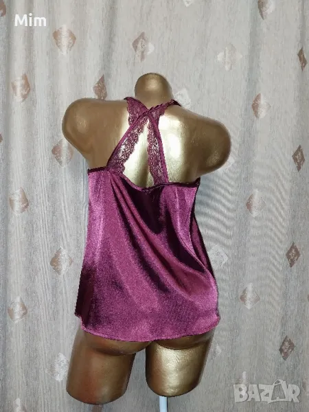 М Къса сатенена нощница бордо, снимка 1