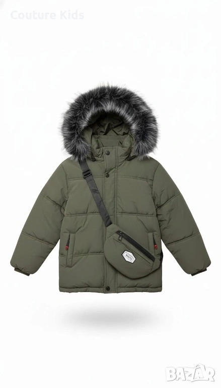 Модерно Зимно Яке Кай Сяи с Топла Качулка и Чантичка, снимка 1