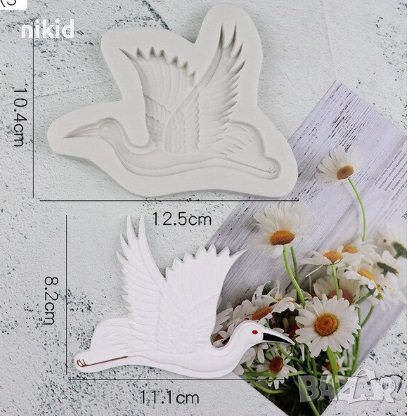 щъркел в полет силиконов молд форма фондан шоколад декор украса, снимка 1