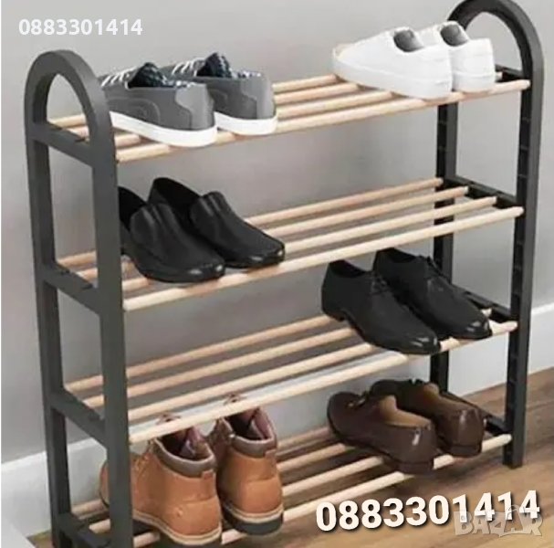 Етажерка за обувки, Дървена, 4 рафта , снимка 1