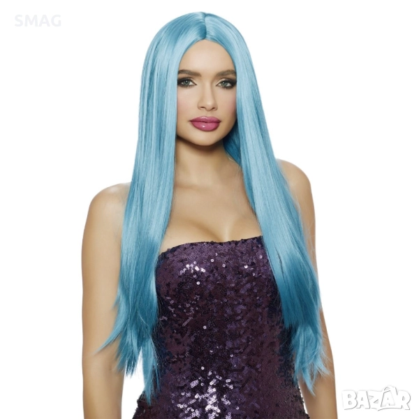 Хелоуин / Halloween дамска перука дълга синя коса_1159444, снимка 1