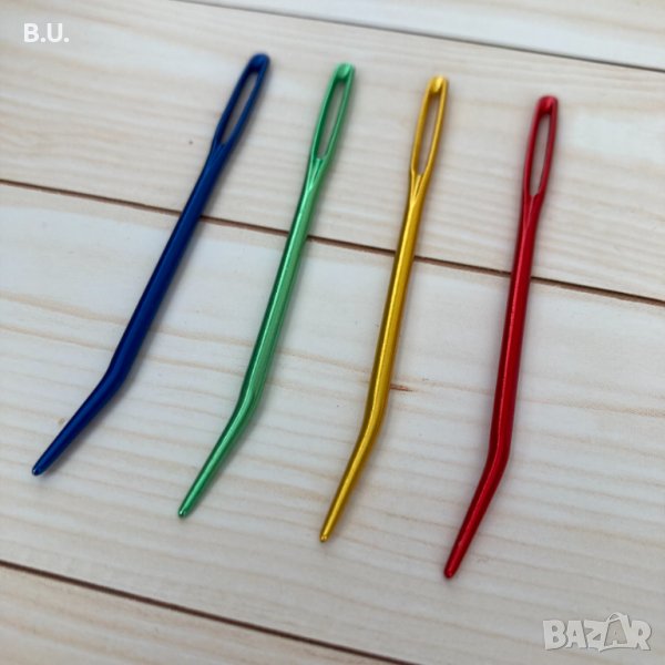 Игла алуминиева за пришиване на плетива с голямо ухо - 1 брой, снимка 1