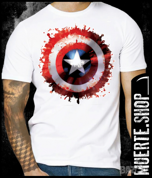 Тениска с щампа CAPTAIN AMERICA SHIELD, снимка 1