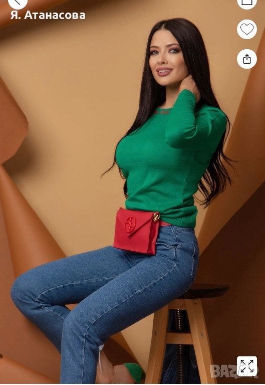 Sweet Disguise - пуловер от фино плетиво - зелен - Alessa - S размер, снимка 1