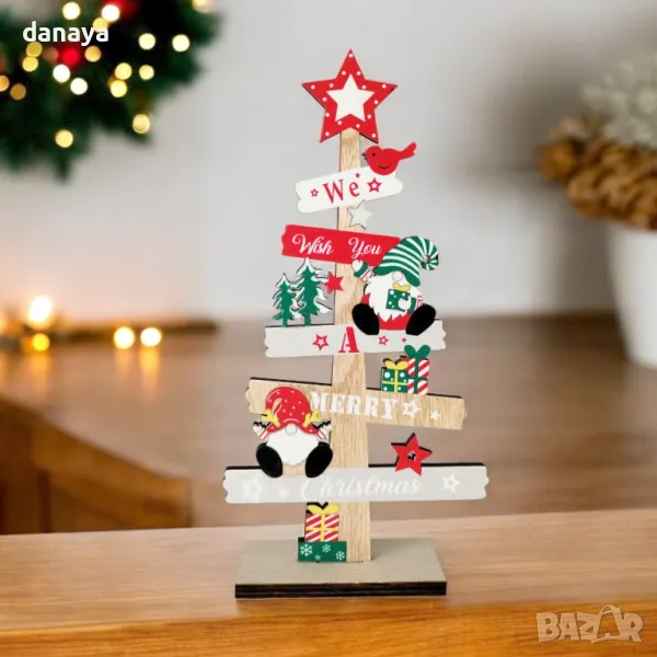 5299 Коледна фигура Елхичка с надпис We wish you a Merry Christmas, снимка 1