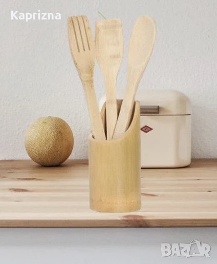 Комплект бамбукови прибори за готвене, снимка 1
