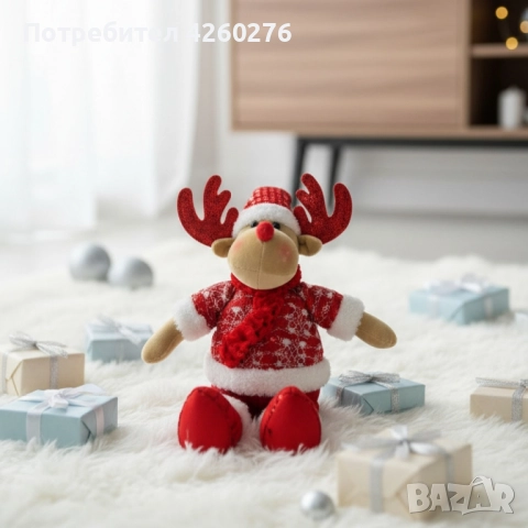 Плюшена коледна фигура Елен Рудолф – уют и празнично настроение у дома, снимка 2 - Други стоки за дома - 52130731