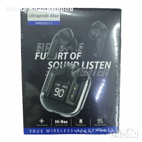 Безжични Bluetooth слушалки с LED дисплей и вграден микрофон, снимка 2 - Bluetooth слушалки - 50921375