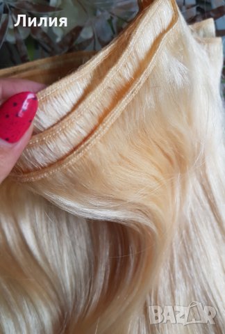 100% естествена коса (двоен ред), 100гр., 124см. #60, снимка 3 - Аксесоари за коса - 29056218
