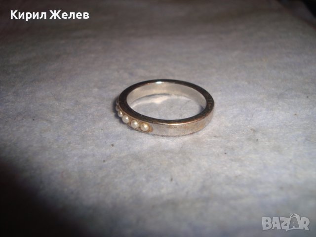 СТАР ПОСРЕБРЕН МЕДЕН ПЕРЛЕН ТИП ВИНТИДЖ АРТ ПРЪСТЕН 27688, снимка 4 - Пръстени - 37497521