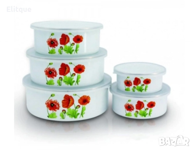 Комплект емайлирани купи за съхранение, снимка 2 - Други - 52786813