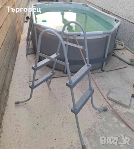 Басейн с мет. конструкция, 305x200x84см., овален, с филтърна помпа и диспенсър, Bestway 5614A Power , снимка 2 - Басейни и аксесоари - 51650383