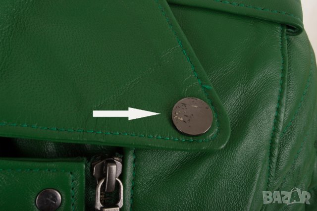 Дамско кожено яке в зелено марка Basics & More - M, снимка 7 - Якета - 38508835