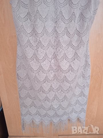 Бежова рокля с ресни, снимка 4 - Рокли - 43157904