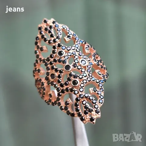 Сребърен пръстен с розово покритие 17556