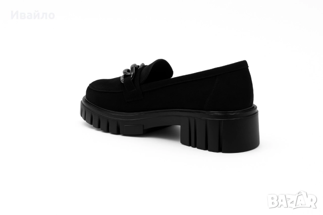 Дамски черни мокасини от еко велур , снимка 4 - Дамски ежедневни обувки - 52136241