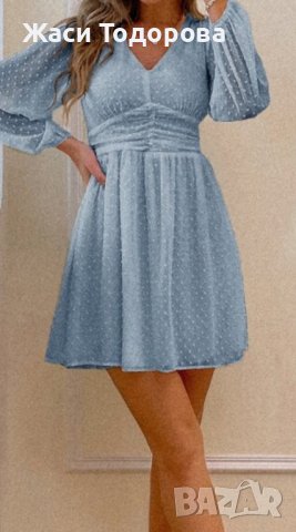 Нова нежно синя рокля , снимка 5 - Рокли - 43156496