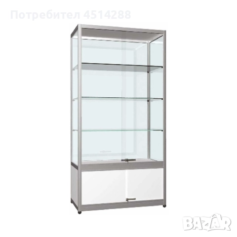 Интериорна, експозиционна витрина от алуминиеви профили, стъкло и ПДЧ