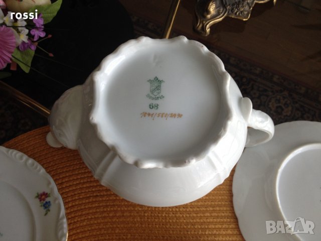 Vintage 1909-1925. Нов. Немски сервиз за кафе/чай и десерт за двама, кана и 2 тройни сета., снимка 12 - Антикварни и старинни предмети - 32948420