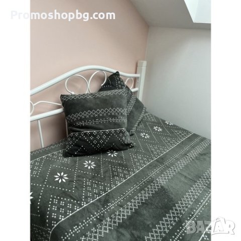 Меко топло одеяло 160х200см+ 2 бр калъфки 40х40см със зимен мотив - СИВО, снимка 3 - Олекотени завивки и одеяла - 43167438