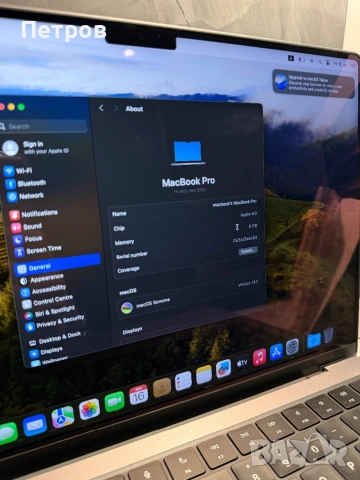 100% battery! КАТО ЧИСТО НОВ Macbook Pro M3 14" 512 GB, снимка 9 - Лаптопи за работа - 53116582