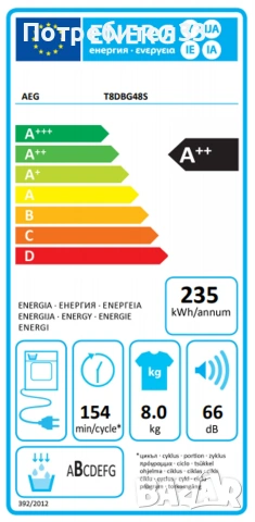 Сушилня AEG модел T8DBG48S, снимка 6 - Сушилни - 53485122