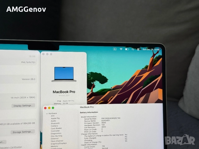 *1TB* Като Нов  Macbook Pro 14’ M1 Pro 2021/16GB Ram/1TB SSD, снимка 12 - Лаптопи за работа - 52957397
