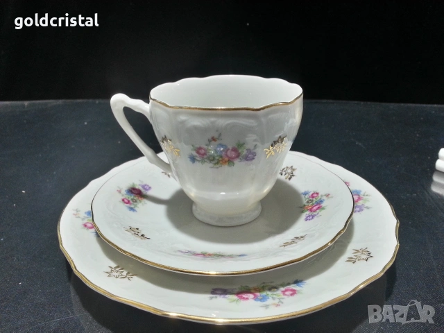 Стар порцелан Чехословакия троен сет за кафе чай, снимка 7 - Антикварни и старинни предмети - 53231813