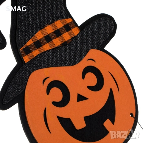 Halloween / Хелоуин висяща дървена тиква с шапка_1244368, снимка 3 - Декорация за дома - 52037176