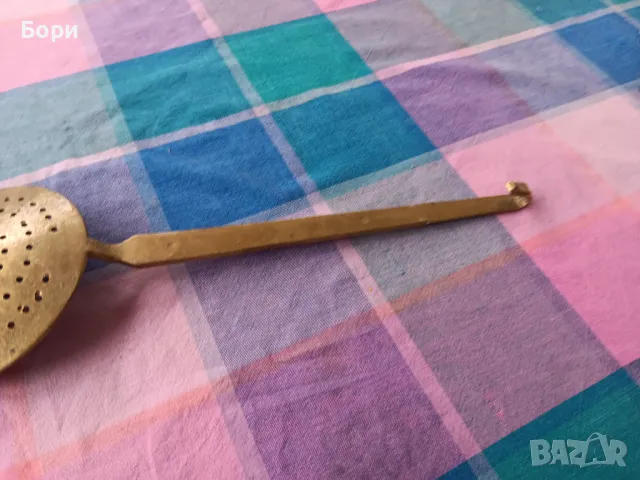 Месингова решетъчна лъжица, снимка 5 - Прибори за хранене, готвене и сервиране - 48492067