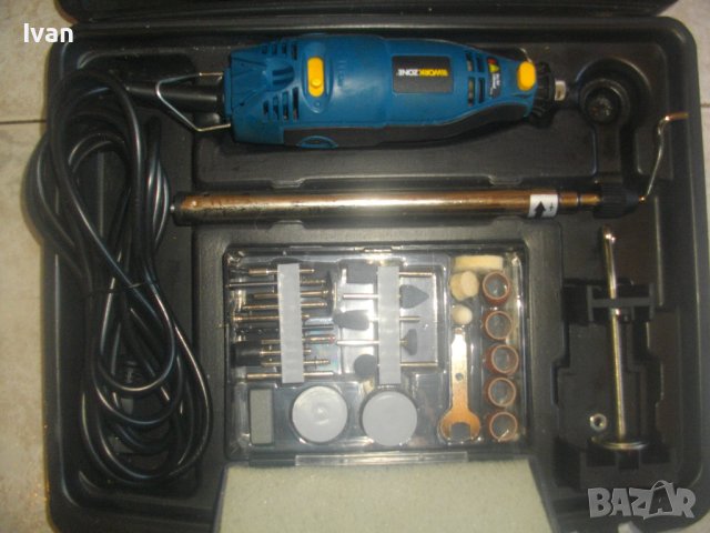 Нова Немска Ел. Мини Дрелка-Шлифовалка -Пълен Комплект-Гъвкаво Рамо/Стойка/Кутия Аксесоари-WORKZONE