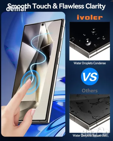 ivoler 2 бр. протектор от закалено стъкло за екран за Samsung Galaxy S24 Ultra 6.8" 5G 2024, снимка 5 - Фолия, протектори - 49920271