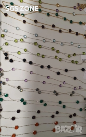 Сребърни колиета с топаз, аметист, перидот и цитрин, позлатени, снимка 4 - Колиета, медальони, синджири - 52277882