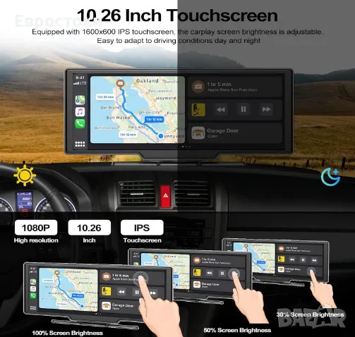 Универсална мултимедия CAMECHO, безжичен Carplay / Android Auto, 7-32 V, сензорен екран 10.26 инча, снимка 6 - Аксесоари и консумативи - 48759350