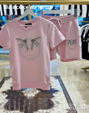 Pinko Дамски Летен Комплект С Лого От Шити Кристали👚🩳Дамски Къс Екип Пинко - 3 Цвята Код A591, снимка 4 - Спортни екипи - 50370690