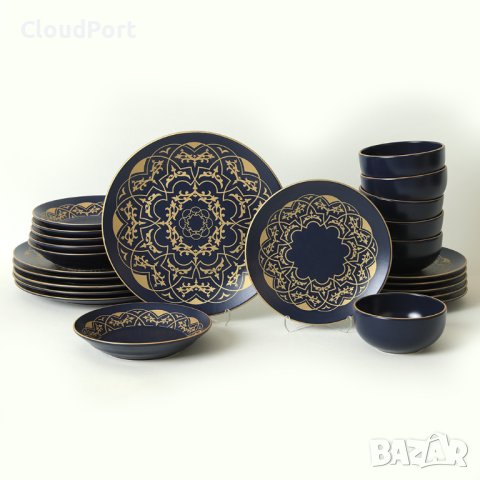 ПЪЛЕН СЕРВИЗ ЗА МАСА, KERAMIKA, GOLD, 24 ЧАСТИ, КЕРАМИКА, ЖЪЛТО/ СИН, снимка 11 - Сервизи - 43582732