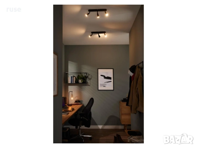 НОВИ! LED спот лампа плафон за таван тройка черен мат, снимка 4 - Лампи за таван - 53569370