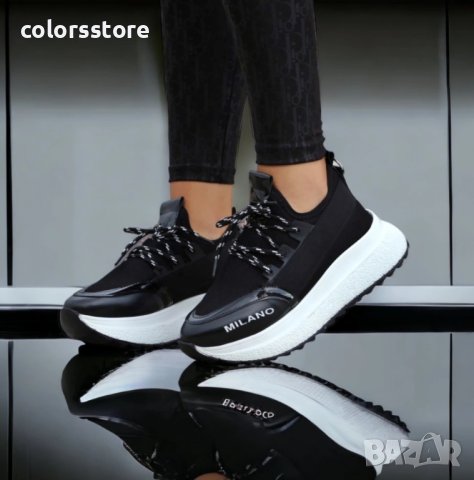 Кецове на платформа - черни с бяло ходило - F-122, снимка 2 - Кецове - 36656733