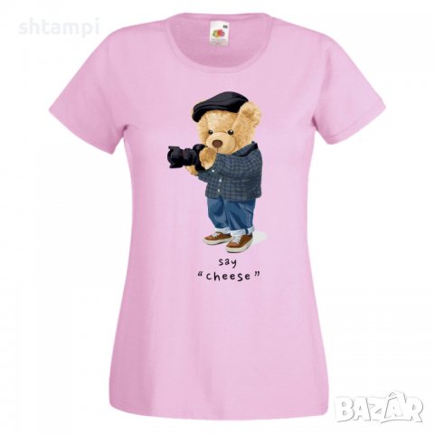 Дамска тениска bear Say Cheese Мече,Меченце,Животно, Играчка,Изненада,Подарък,Повод,, снимка 11 - Тениски - 37291963