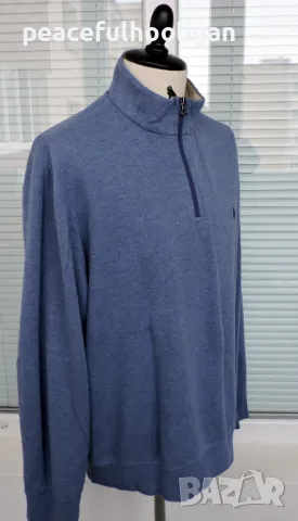 Polo Ralph Lauren Men`s Blue Melange Long Sleeve 1/4 Zip Sweatshirt Size XL/XXL, снимка 9 - Блузи - 49034290