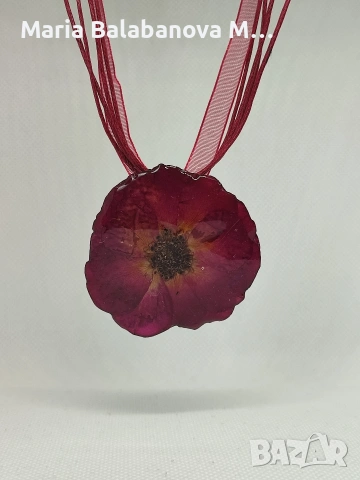 Бижута от епоксидна смола и естествени цветя., снимка 2 - Бижутерийни комплекти - 53044353