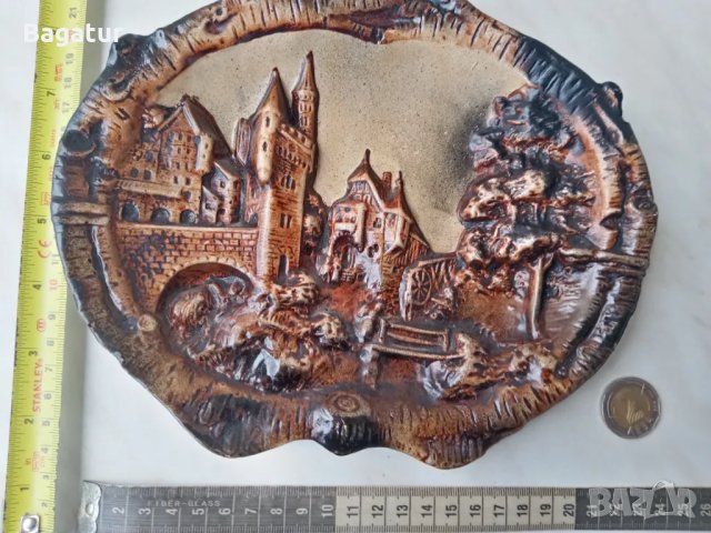 Стенен панел,глинено пано, изглед град,барелеф, снимка 7 - Антикварни и старинни предмети - 48271925