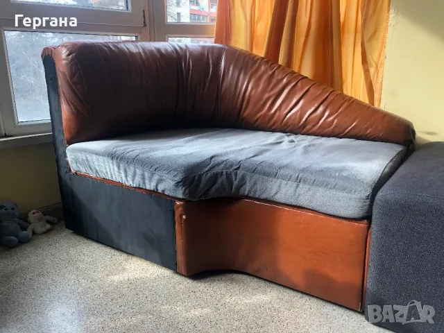 Разтегателен диван естествена кожа, снимка 3 - Дивани и мека мебел - 48968222