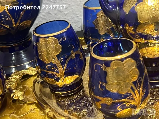 Луксозен комплект кобалт с позлата, снимка 3 - Декорация за дома - 48753290