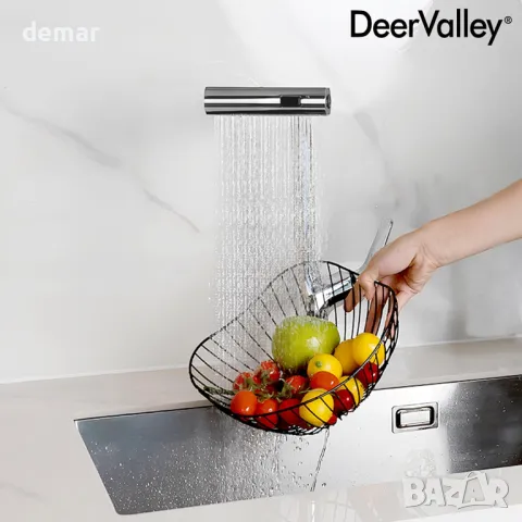 DeerValley Waterfall Кухненски кран за мивка с една дръжка и издърпваща се пръскачка с 3 режима  , снимка 3 - Други стоки за дома - 47755081
