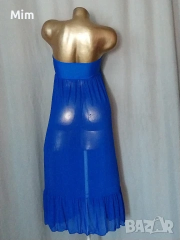М/2XL Турско синя прозрачна рокля , снимка 2 - Рокли - 51232340