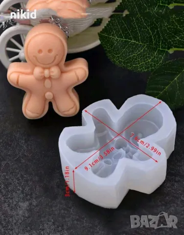 едро Джинджифилово човече папионка дълбок силиконов молд форма фондан шоколад гипс смола сапун свещ, снимка 2 - Форми - 48313769