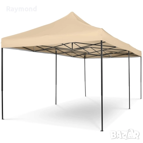 Луксозна градинска шатра KraftWorld 3×6 м – премиум бежово платнище, сгъваема конструкция, снимка 3 - Градински мебели, декорация  - 51465658