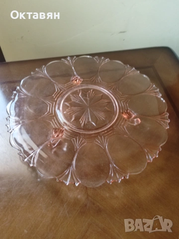 Стъклено плато за торта, снимка 5 - Сервизи - 53481231