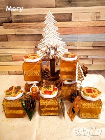 🍯🌿 Био Пчелен Мед с Прашец– коледно поднесен! 🎅